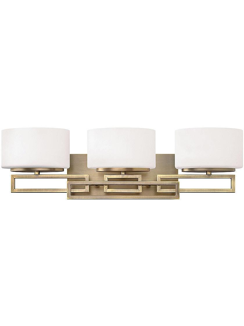 Bath |   Lanza 3-Light Bath Sconce with Etched Opal-Glass Shades Bath Antique Nickel/Brushed Bronze