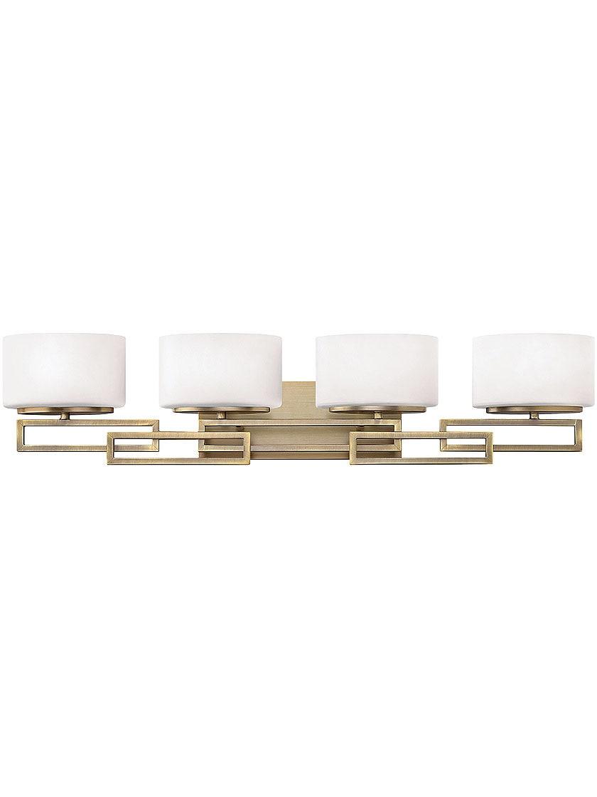 Bath |   Lanza 4-Light Bath Sconce with Etched Opal-Glass Shades Bath Antique Nickel/Brushed Bronze