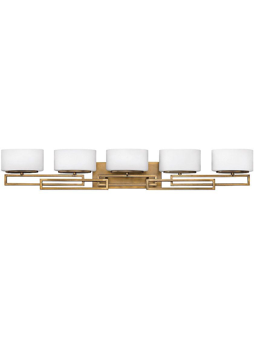 Bath |   Lanza 5-Light Bath Sconce with Etched Opal-Glass Shades Bath Antique Nickel/Brushed Bronze