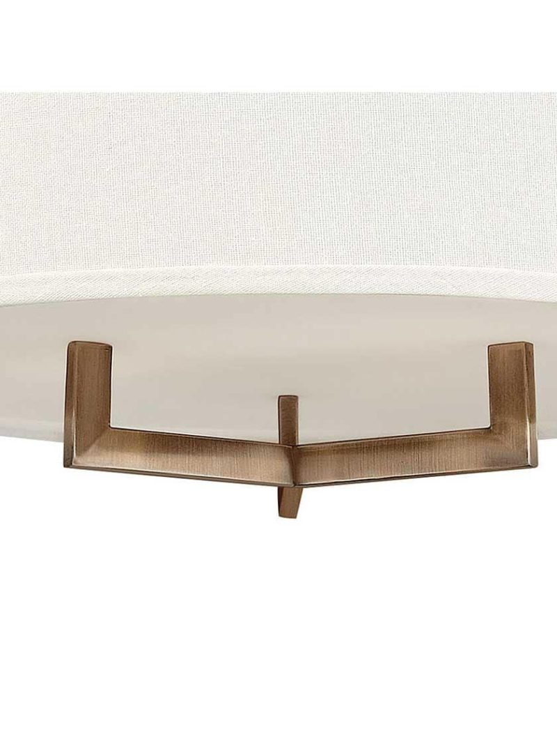 Flush & Semi-Flush |   Hampton Small Close Ceiling Light With Linen Drum Shade Flush & Semi-Flush Antique Nickel/Brushed Bronze