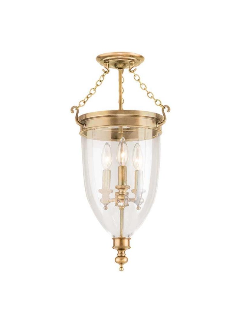 Flush & Semi-Flush |   Hanover 12″ Semi Flush-Mount Ceiling Light Flush & Semi-Flush Aged Brass