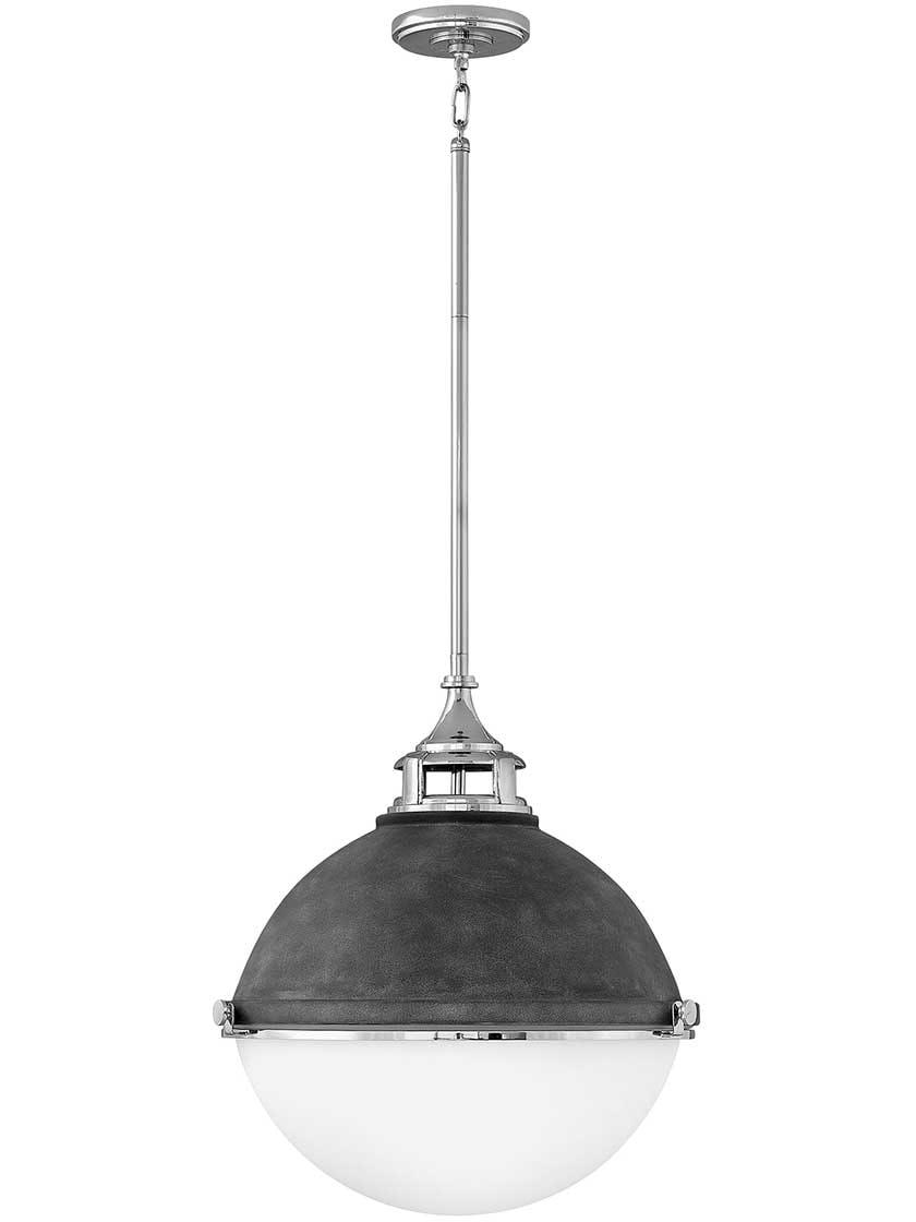 Pendants |   Fletcher 18-Inch Stem Pendant Indoor Lighting Aged Zinc/Aged Zinc With Polished Nickel/Satin Brass