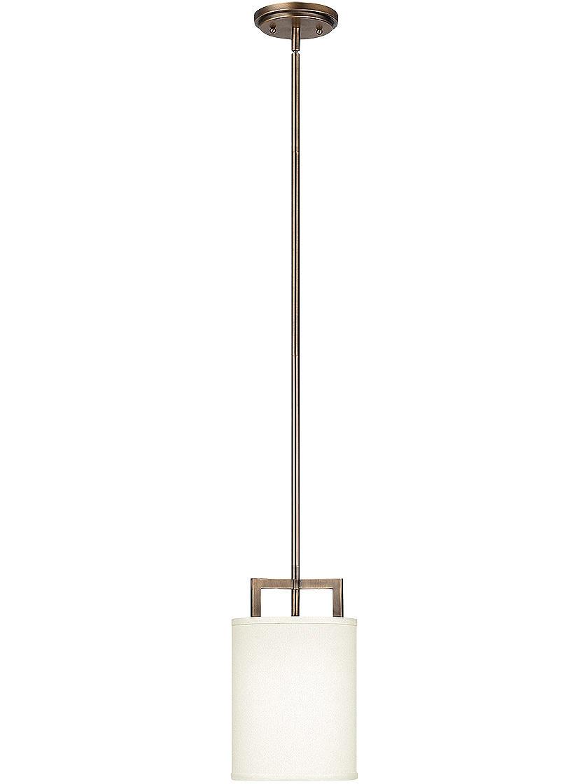 Pendants |   Hampton Single Pendant With Linen Drum Shade Indoor Lighting Antique Nickel/Brushed Bronze