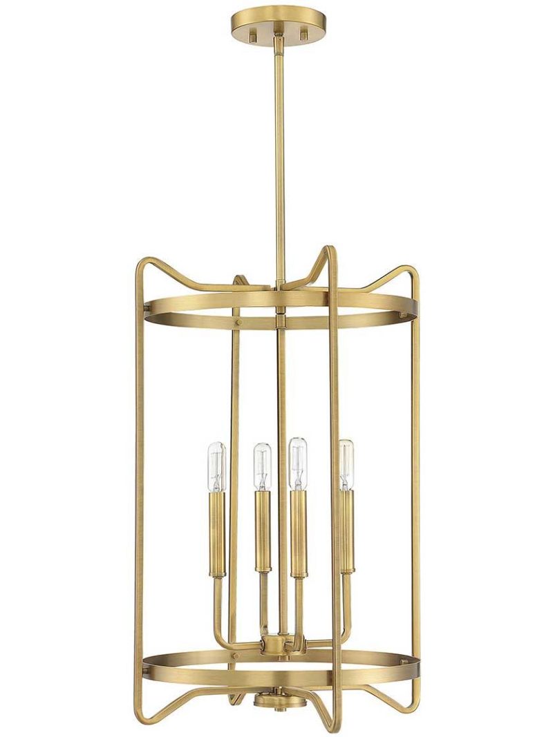 Pendants |   Kent 4 Light Foyer Indoor Lighting Matte Black/Warm Brass