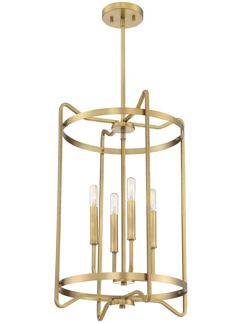 Pendants |   Kent 4 Light Foyer Indoor Lighting Matte Black/Warm Brass