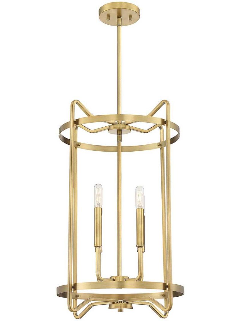 Pendants |   Kent 4 Light Foyer Indoor Lighting Matte Black/Warm Brass