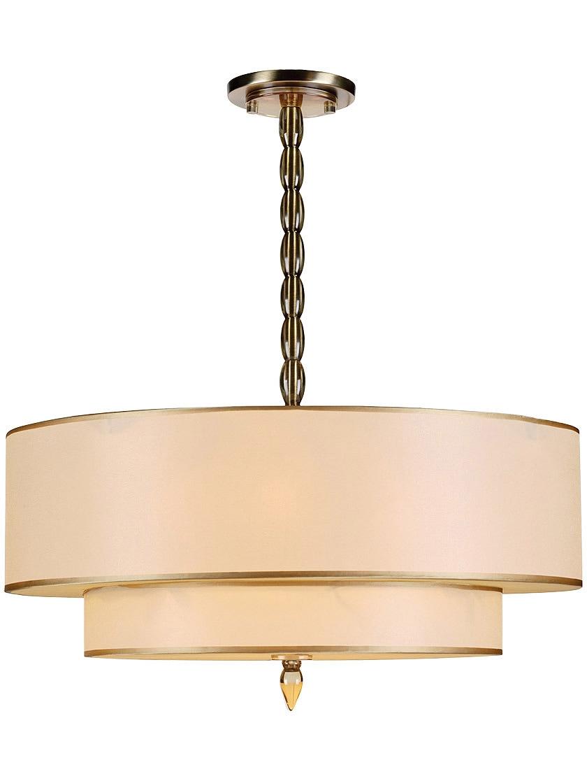 Pendants |   Luxo Two Tier Pendant In Antique Brass Chandeliers Chandeliers