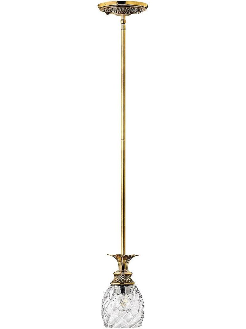 Pendants |   Pineapple Single Stem Pendant With Clear Optic Glass Indoor Lighting Burnished Brass/Pearl Bronze/Polished Antique Nickel