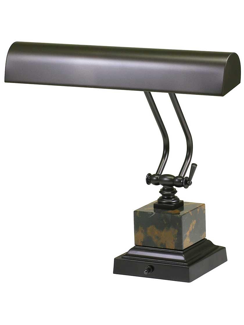 Piano Lamps |   12″ Piano Desk Lamp with Square Base Indoor Lighting Mahogany Bronze/Weathered Brass