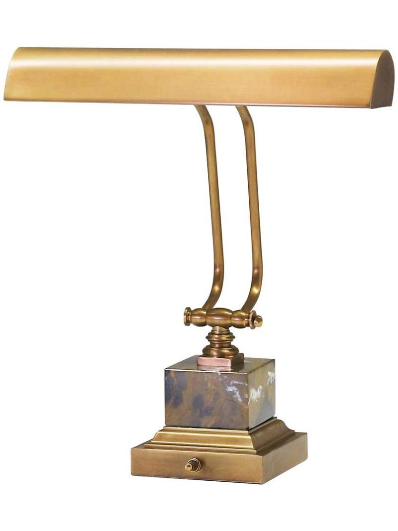 Piano Lamps |   12″ Piano Desk Lamp with Square Base Indoor Lighting Mahogany Bronze/Weathered Brass