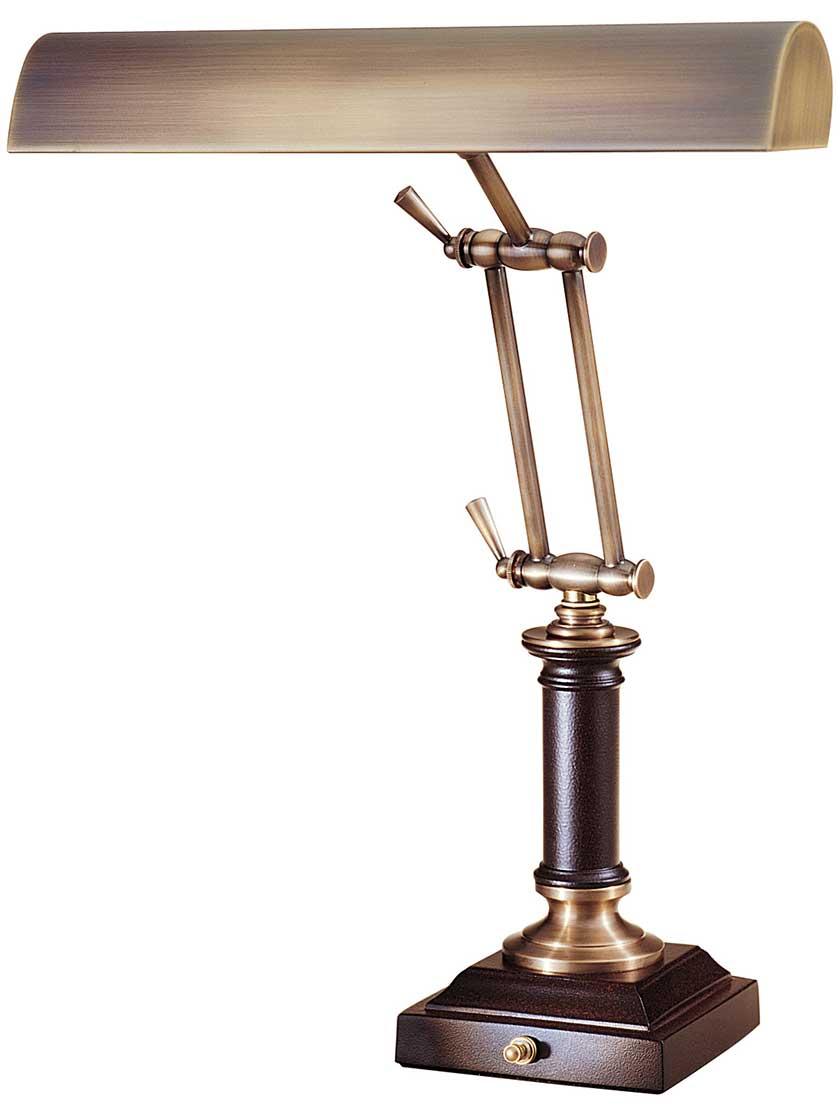 Piano Lamps |   16 1/2″ Piano Desk Lamp with Decorative Base Indoor Lighting Antique Brass/Black & Brass