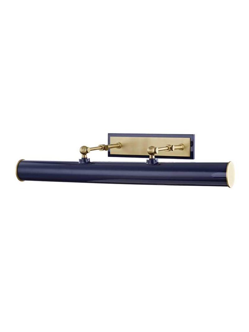 Picture Lighting |   Holly 3-Light Picture-Light With Plug Indoor Lighting Aged Brass-Navy/Aged Brass-White