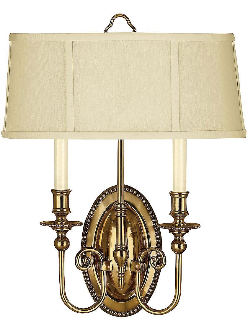 Sconces |   Cambridge Double Sconce With Fabric Drum Shade Indoor Lighting Burnished Brass