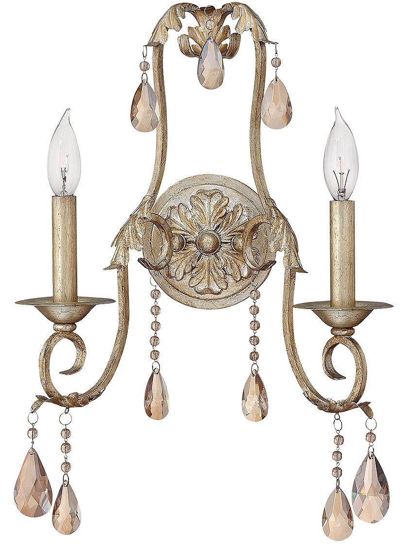 Sconces |   Carlton 2 Light Sconce With Silver Leaf Finish Indoor Lighting Sconces