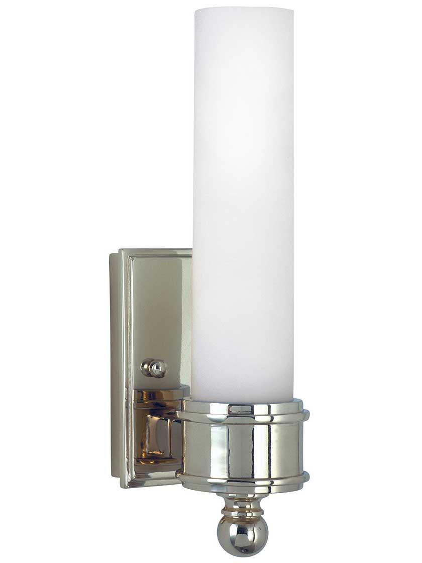 Sconces |   Carmac 1-Light Wall Sconce with White Glass Shade Indoor Lighting Chrome/Satin Nickel