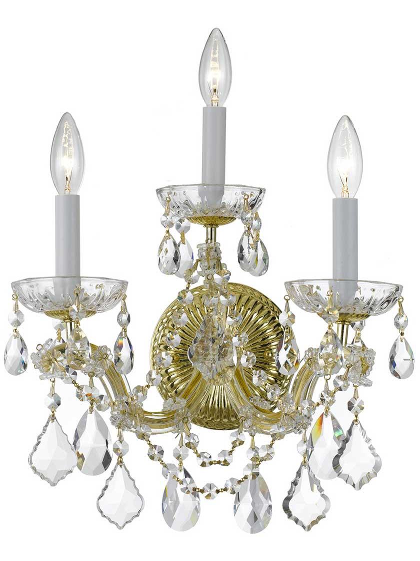 Sconces |   Maria Theresa Crystal 3 Light Wall Mount Indoor Lighting Gold/Polished Chrome