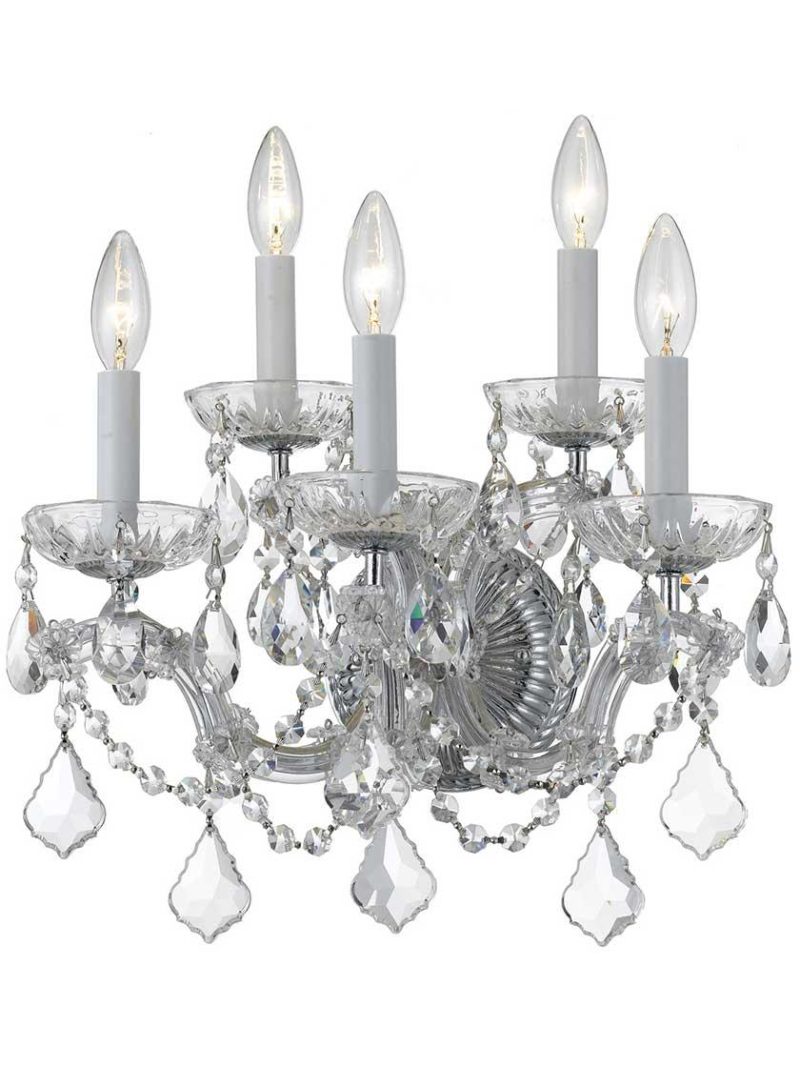 Sconces |   Maria Theresa Crystal 5 Light Wall Mount Indoor Lighting Gold/Polished Chrome