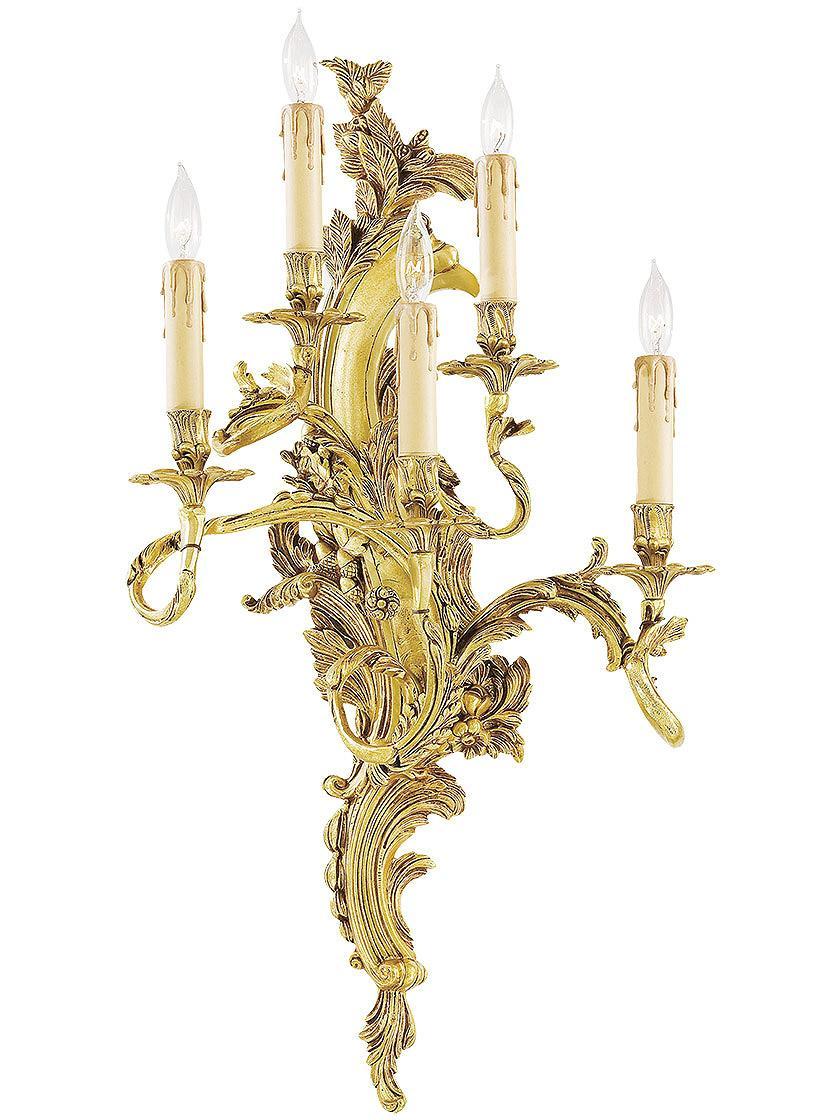 Sconces |   Rococo 5-Light Sconce in French Gold – Left Hand Indoor Lighting Sconces