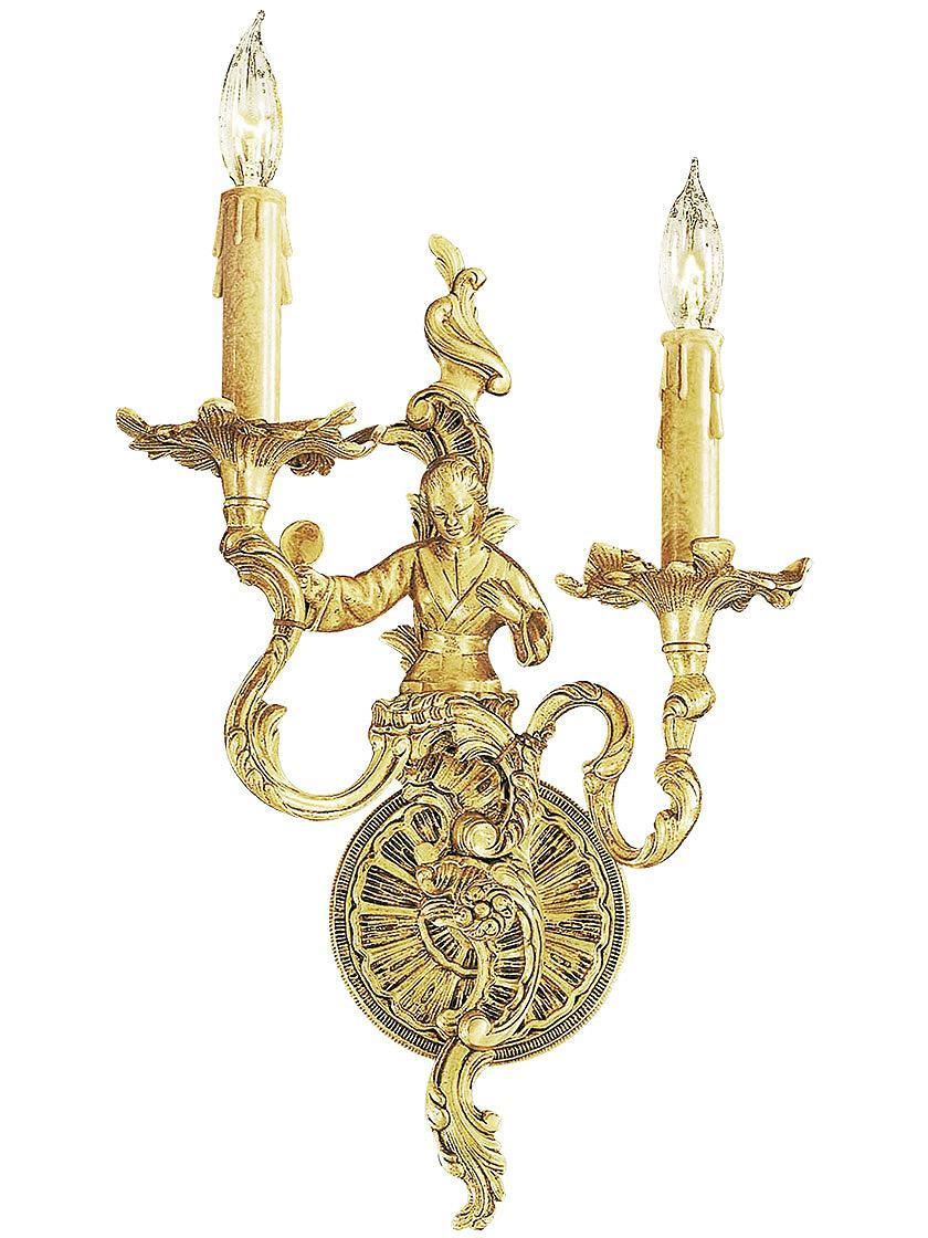 Sconces |   Rococo Sconce With Female Figure In French Gold Finish Indoor Lighting Sconces