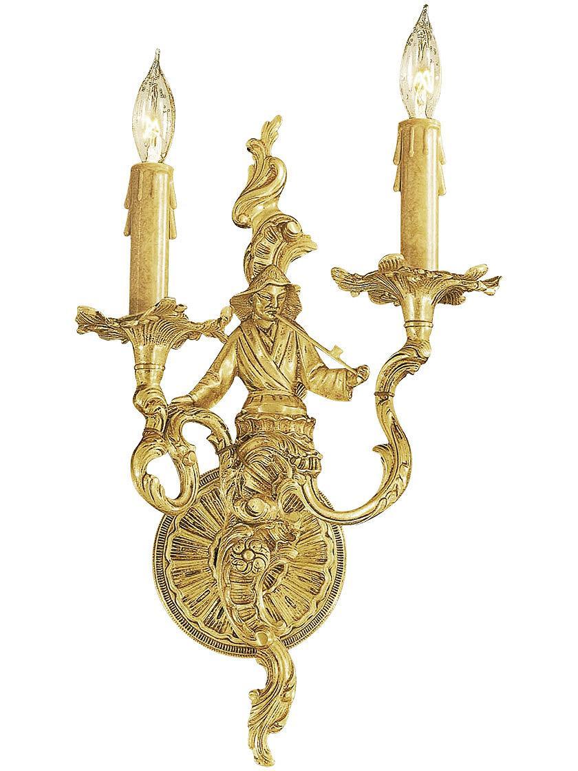 Sconces |   Rococo Sconce With Male Figure In French Gold Finish Indoor Lighting Sconces