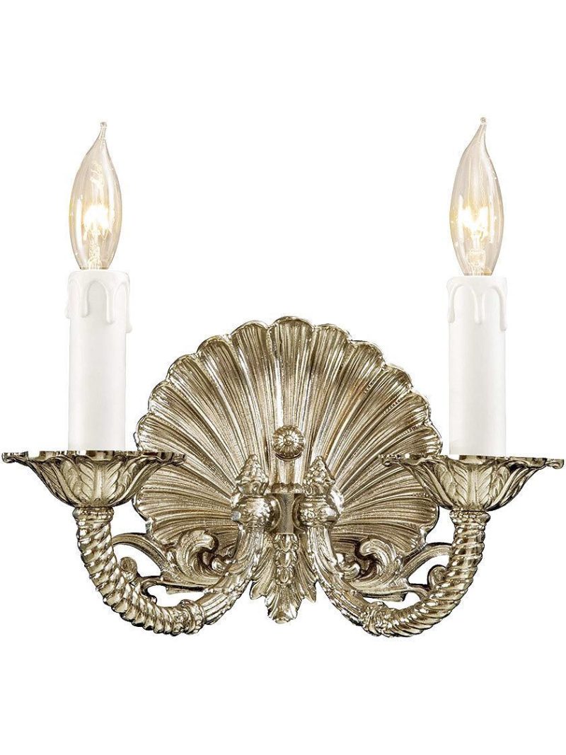 Sconces |   Scallop Shell Double Sconce In Polished Chrome Finish Indoor Lighting Sconces