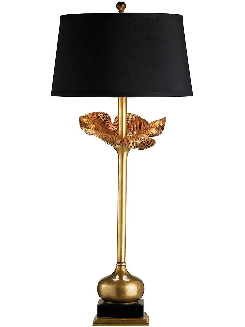 Table & Floor Lamps |   Metamorphosis Table Lamp in Antique Brass With Black Shantung Shade Indoor Lighting Table & Floor Lamps