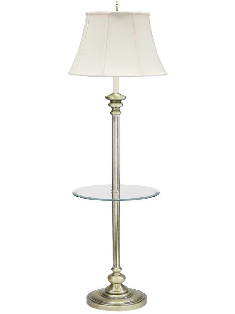 Table & Floor Lamps |   Newport Floor Lamp with Glass Table Indoor Lighting Antique Brass/Oil-Rubbed Bronze