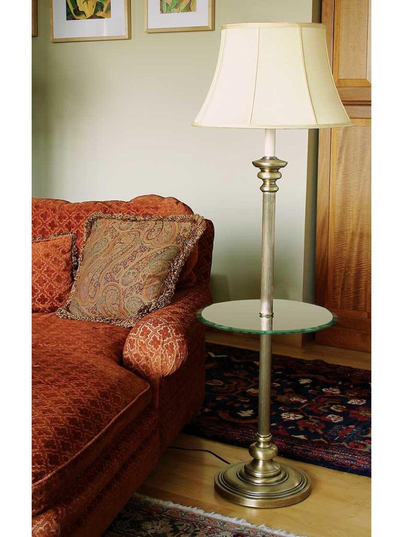 Table & Floor Lamps |   Newport Floor Lamp with Glass Table Indoor Lighting Antique Brass/Oil-Rubbed Bronze