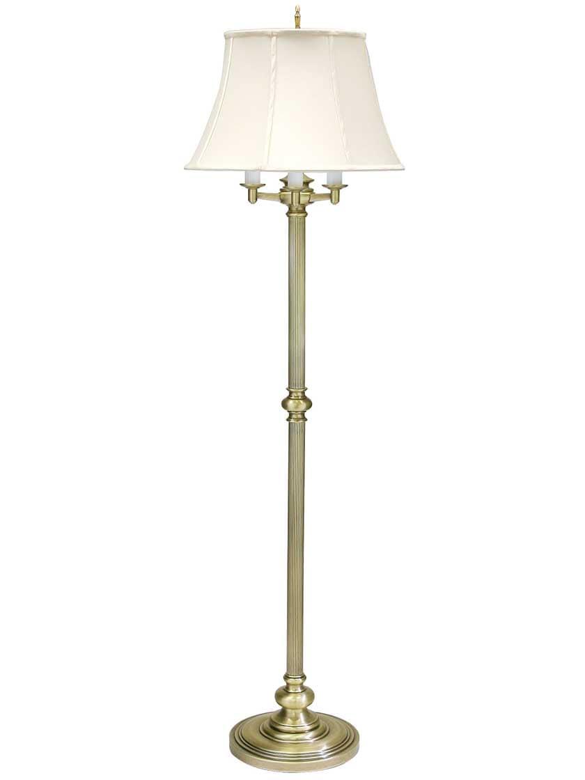 Table & Floor Lamps |   Newport Six-Way Floor Lamp with Fluted Column Indoor Lighting Antique Brass/Oil-Rubbed Bronze/Pewter