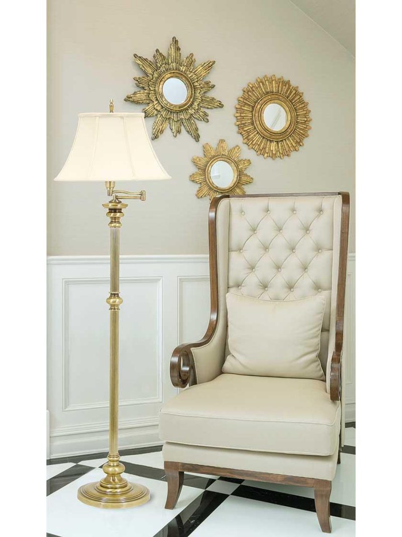 Table & Floor Lamps |   Newport Swing-Arm Floor Lamp Indoor Lighting Antique Brass/Oil-Rubbed Bronze