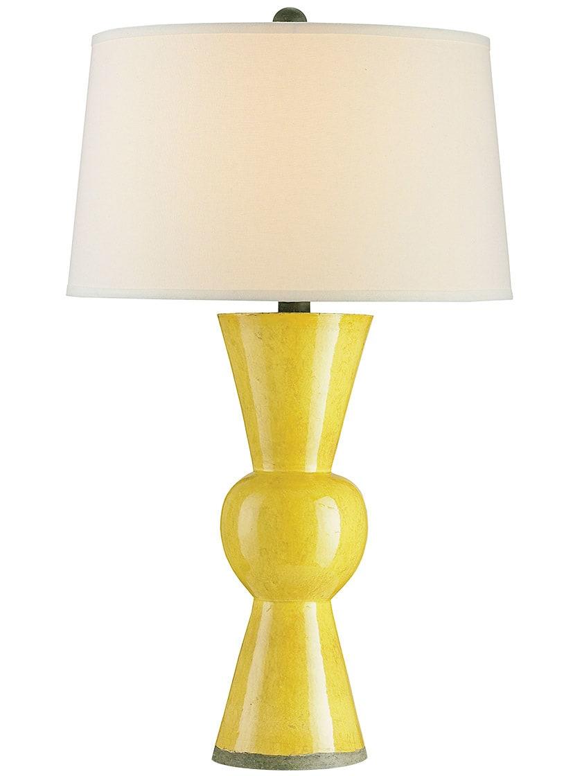 Table & Floor Lamps |   Upbeat Table Lamp With Off White Linen Shade Indoor Lighting Orange/Teal/Yellow