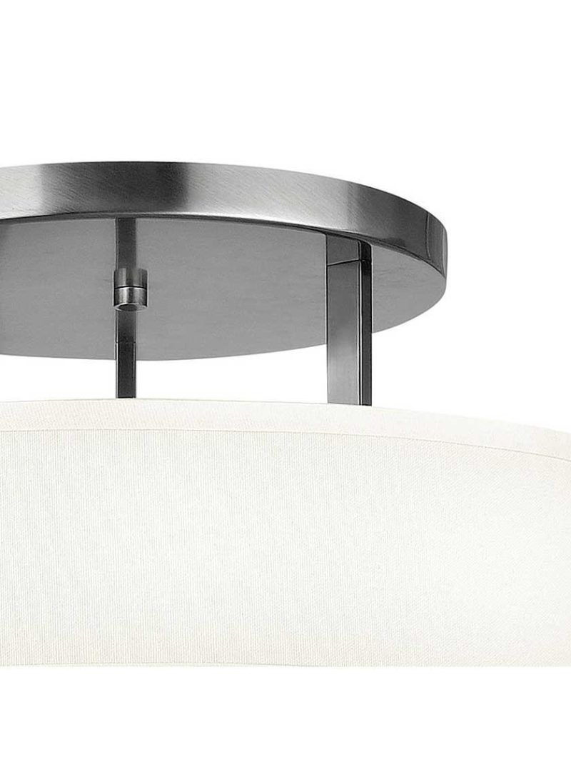 Flush & Semi-Flush |   Hampton Large Close Ceiling Light With Linen Drum Shade Flush & Semi-Flush Antique Nickel/Brushed Bronze