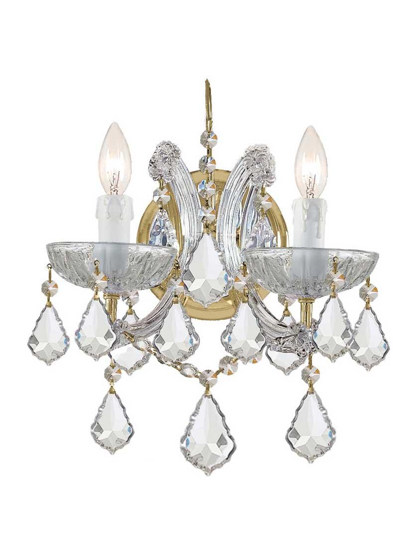 Sconces |   Maria Theresa Clear Crystal 2 Light Wall Mount Indoor Lighting Gold/Polished Chrome